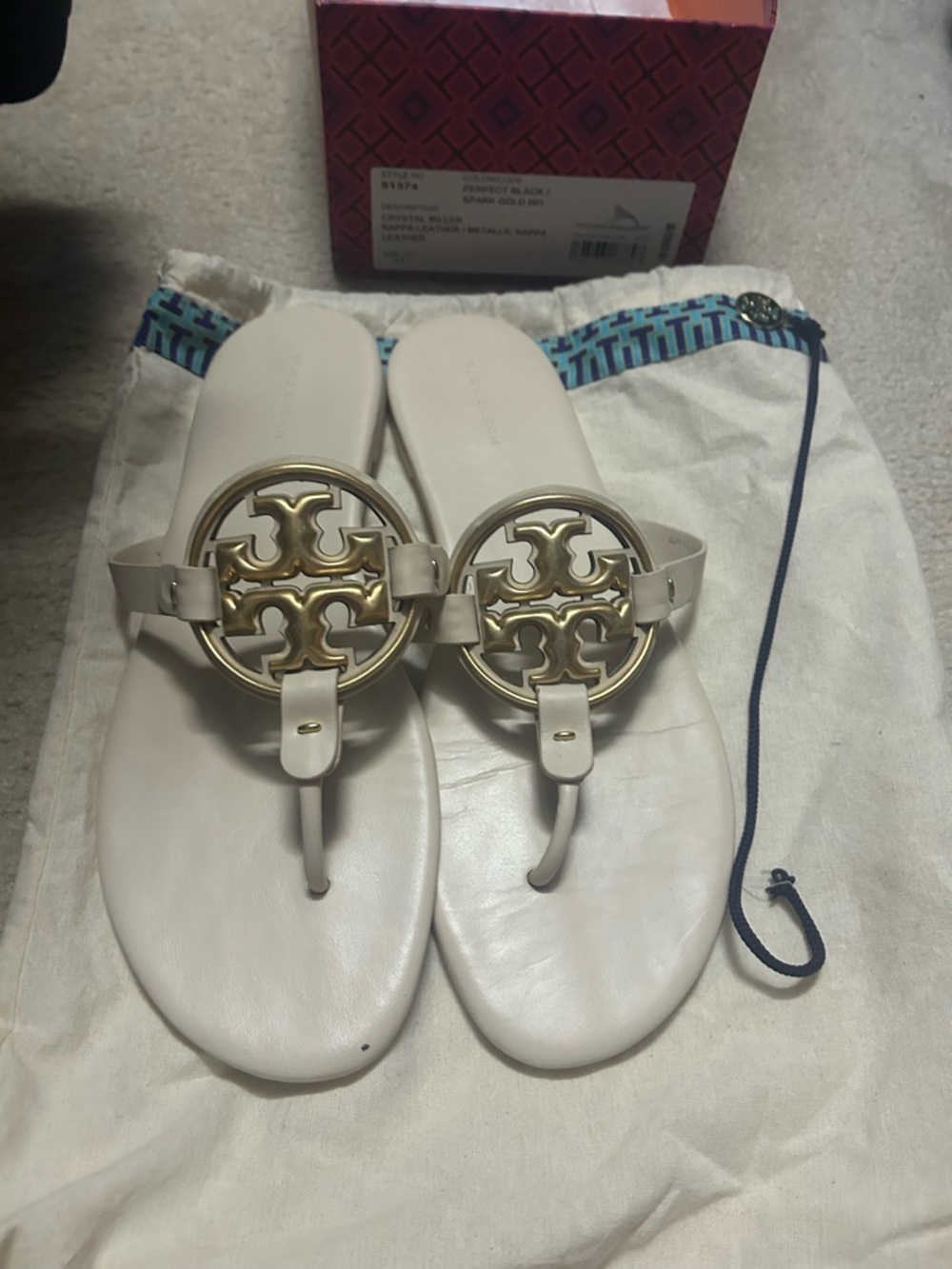 TORY BURCH crystal MILLER leather sandals.
